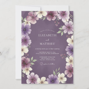Amethyst-Pflaumreif-Hochzeit Einladung