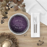 Amethyst Plum Silver Floral Wreath Wedding Glitzer Pappteller<br><div class="desc">Nach klassischen Pantone Farben. Diese Papiertafel kann für jede besondere Veranstaltung wie Hochzeit,  Hochzeitstag,  Brautparty,  Abendessen Party,  Verlobung,  Geburtstagsparty und vieles mehr personalisiert werden.</div>