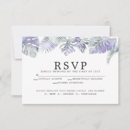 Amethyst Plum Watercolor Tropical Blätter RSVP Karte
