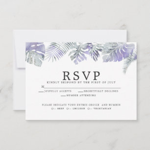Amethyst Plum Watercolor Tropical Blätter RSVP Karte