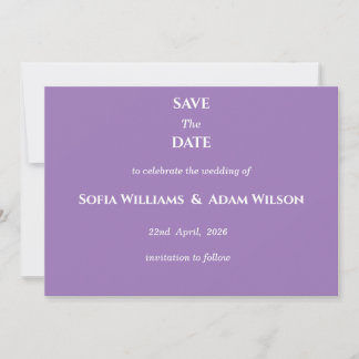 ​Amethyst Purple Minimalist Save the Date Card