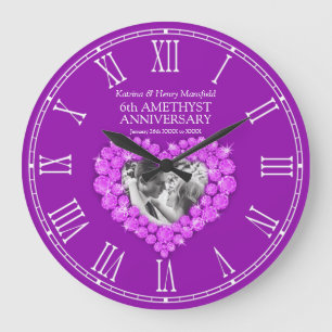 Amethyst purple photo 6th wedding anniversary große wanduhr