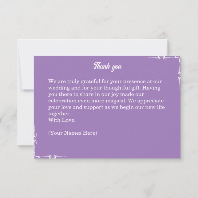 ​Amethyst Purple & White Filigree Thank You Card Dankeskarte (Vorderseite)