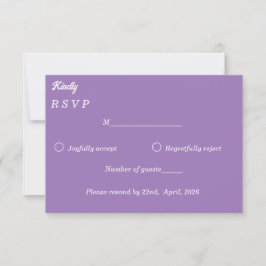 ​Amethyst Purple & White Minimalist Response Card RSVP Karte