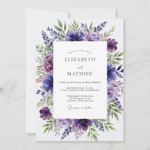 Amethyst Purpur Botanische Frühlingshochzeit Einladung