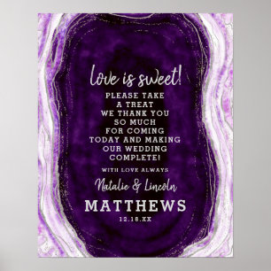 Amethyst Purpur Geode Liebe ist süß Hochzeitsschil Poster