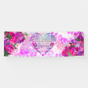 Amethyst Raspberry Floral Wedding Banner
