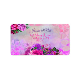 Amethyst Raspberry Floral Wedding Rücksendeadresse Adressaufkleber
