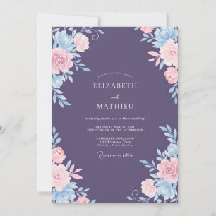 Amethyst-Rosa-Azure-Pfingstrosen-Hochzeit Einladung