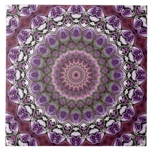 Amethyst-Rosa-Kaleidoskop-Mandala-Muster Fliese