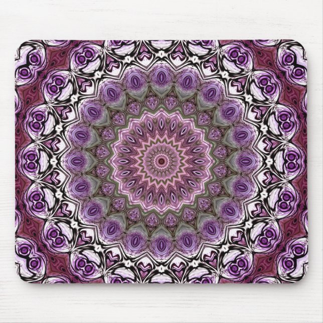 Amethyst-Rosa-Kaleidoskop-Mandala-Muster Mousepad (Vorne)