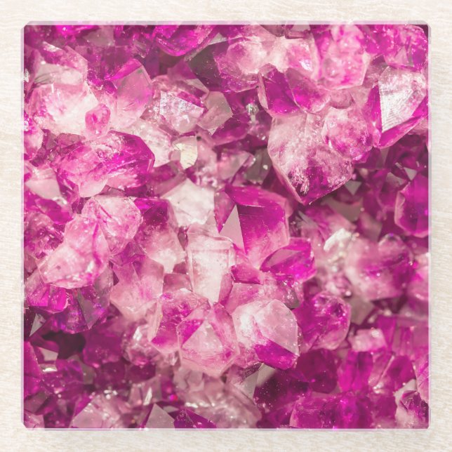 Amethyst rosa Kristall Nahtlose Textur. Glasuntersetzer (Vorderseite)