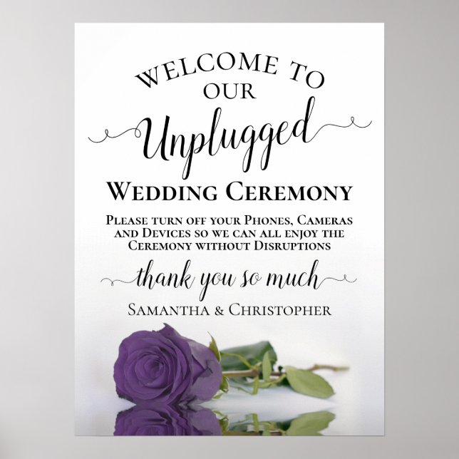 Amethyst Rose Elegant Unplugged Hochzeitfeier Poster (Vorne)