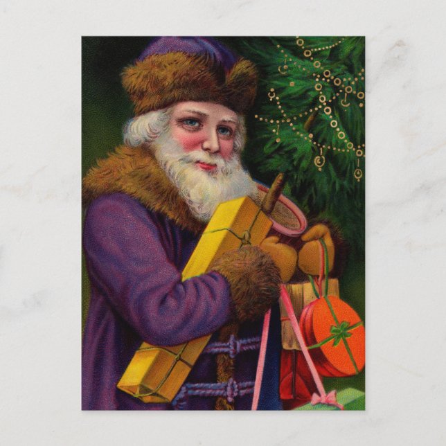 Amethyst Santa Postcard Feiertagspostkarte (Vorderseite)