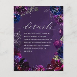 Amethyst Sapphire Jewel Tone Wedding Details Sheet Begleitkarte