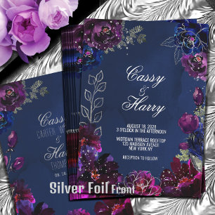 Amethyst Sapphire Navy Jewel Tones Wedding Folieneinladung