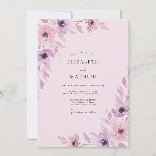 Amethyst-Schimmer-Hochzeit bemalt Einladung (Vorderseite)
