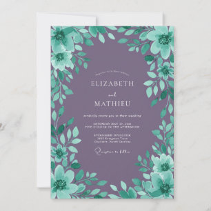 Amethyst-Seegras-Grün-Hochzeit Einladung