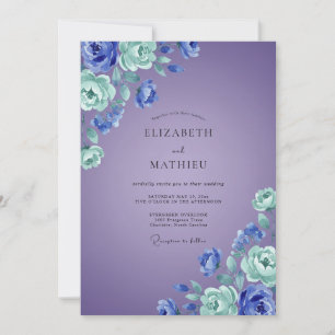 Amethyst-Seegras-Pfingstrosen-Hochzeit Einladung