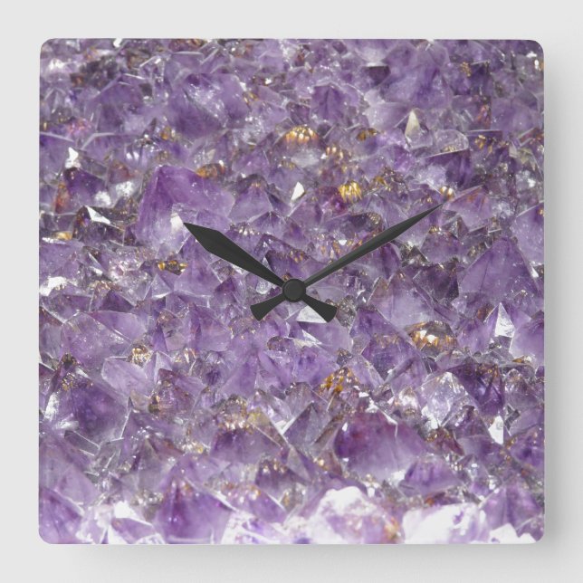 Amethyst SteinWanduhr Quadratische Wanduhr (Vorderseite)
