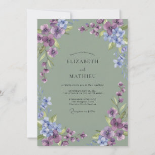 Amethyst Strandflieder Wildblumen-Hochzeit Einladung