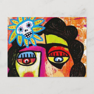 Amethyst Sugar Skull Mexikanische Frau Postkarte