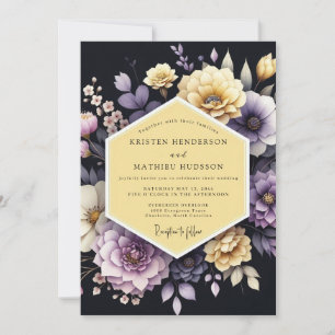 Amethyst Tagetes Blütenhochzeit Einladung