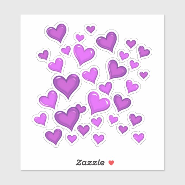 Amethyst tanzende Herzen Aufkleber (Blatt)