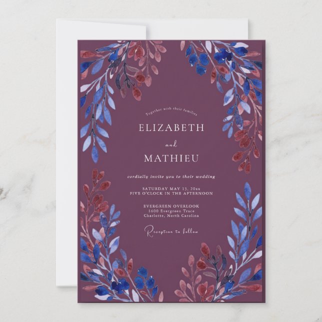 Amethyst-Terrakotta-Blumenhochzeit Einladung (Vorderseite)