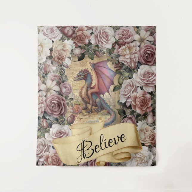 Amethyst the Dragon Viktorianisch Large Wall Tapes Wandteppich (Vorderseite)