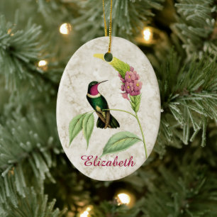 Amethyst Throated Hummingbird Ornament