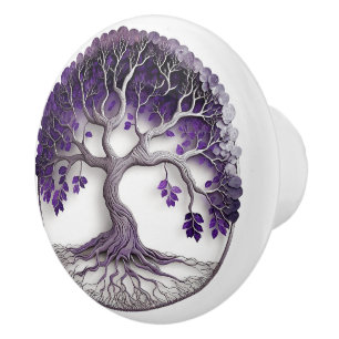 Amethyst Tree of Life Yggdrasil Keramikknauf