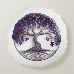 Amethyst Tree of Life Yggdrasil Rundes Kissen