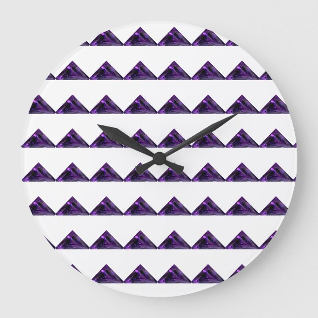 Amethyst Triangle, Februar Birthstone, Lila Große Wanduhr (Vorderseite)