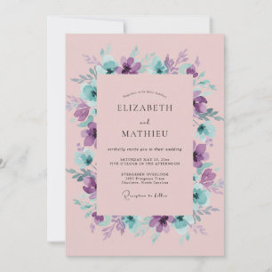 Amethyst Türkis Kranz Hochzeit Einladung