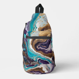 Amethyst Türkis und Gold Abstrakt Crossbody Bag