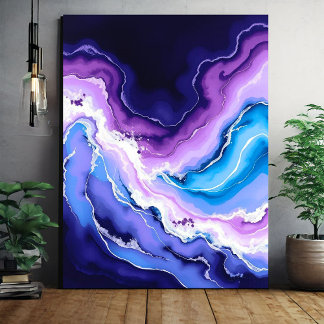 Amethyst und Aquamarin Abstrakt Leinwanddruck