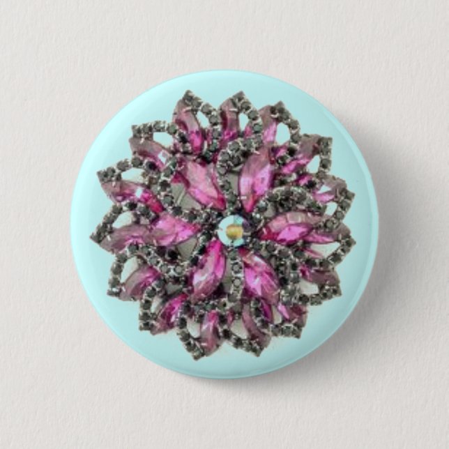 Amethyst und Black Diamonds - blauer Hintergrund Button (Vorderseite)