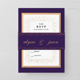 Amethyst und Bronze Confetti Bursts Wedding Einladungsbanderole