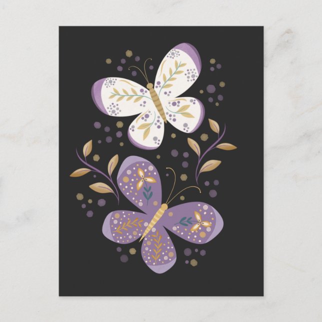 Amethyst- und Goldschmetterlinge Postkarte (Vorderseite)