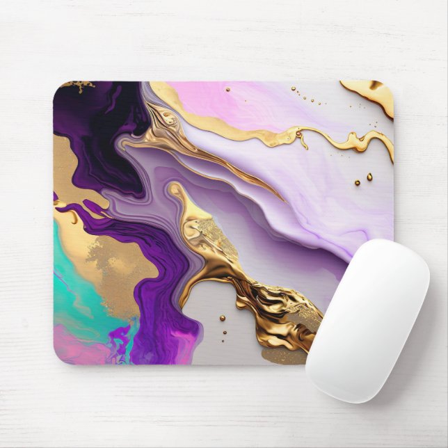 Amethyst- und Rosé-Marmor mit flüssigem Gold Mousepad (Mit Mouse)