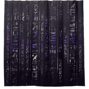 Amethyst und silberne ägyptische Hieroglyphen des Duschvorhang