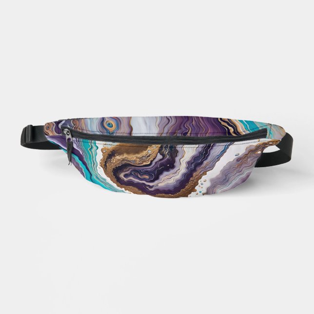 Amethyst und Türkis Abstrakt Bauchtasche (Vorderseite)