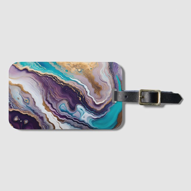 Amethyst und Türkis Abstrakt Gepäckanhänger (Vorderseite (Horizontal))