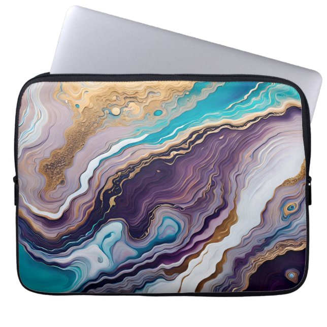 Amethyst und Türkis Abstrakt Laptopschutzhülle (Vorderseite)