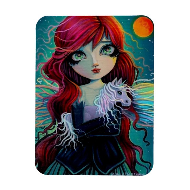 Amethyst Unicorn Faiasy Fantasy Art Magnet (Vertikal)