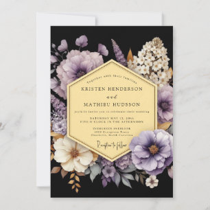 Amethyst vergoldete Flora-Hochzeit Einladung