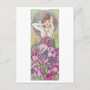 Amethyst (Vier Juwelen), Alphonse Mucha Postkarte