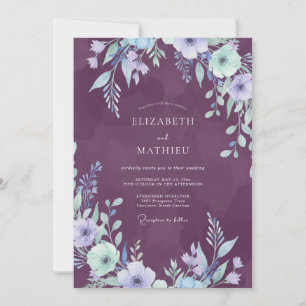Amethyst Violette Blatt Hochzeit Einladung