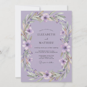 Amethyst-Violetter Kranz Hochzeit Einladung
